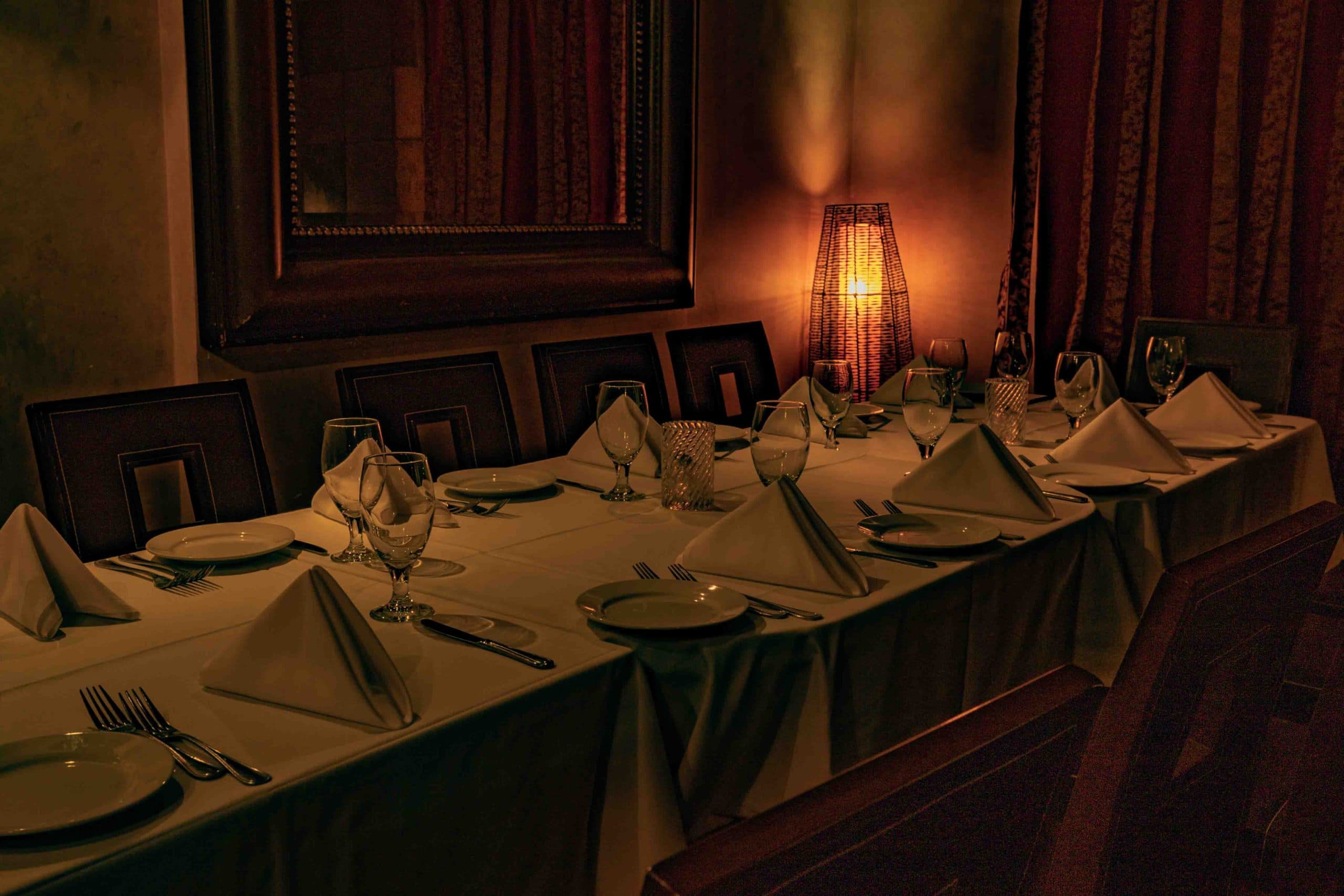 An intimate dining table at Nico’s